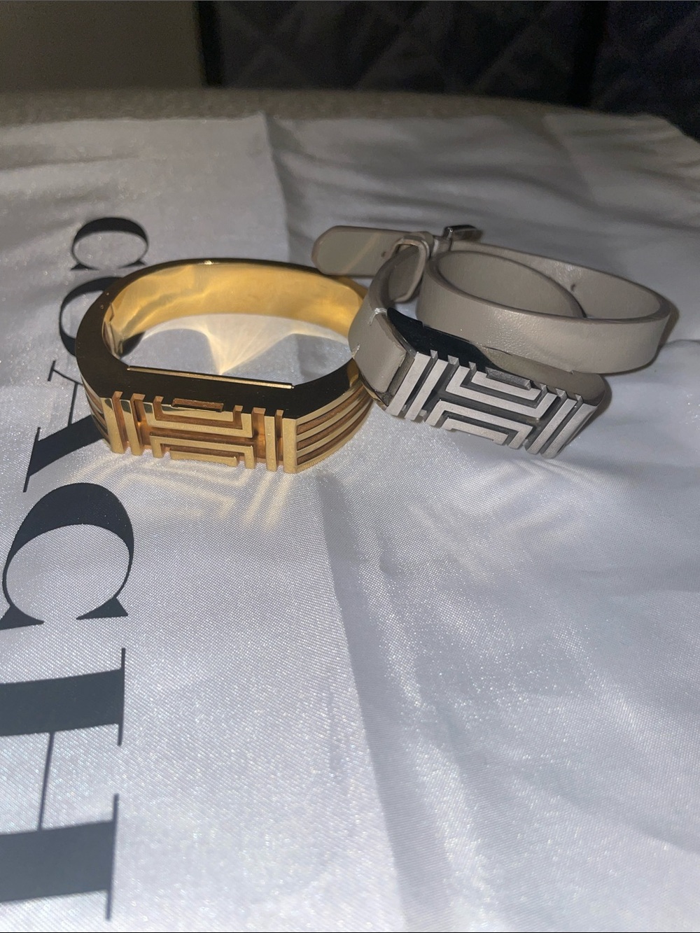 Tory Burch Fitbit flex bracelet/case - set of 2 - gold & silver